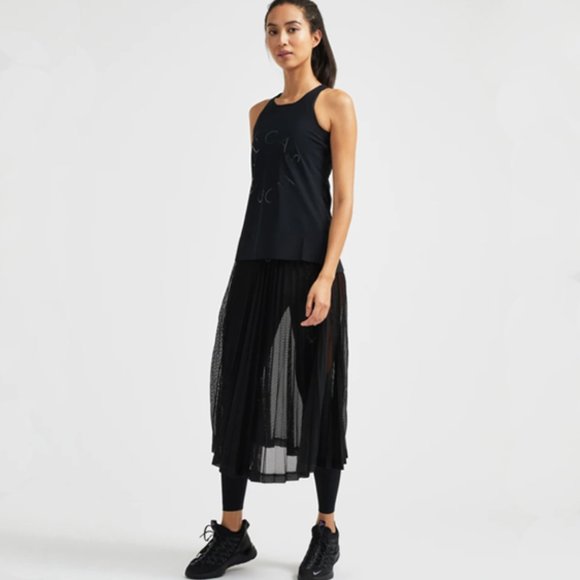 UNIQLO CHIFFON KNIFE PLEAT SEMI-SHEER MIDI SKIRT - NO PANTS LOOK - Picture 5 of 12